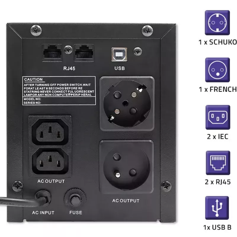 Qoltec 53777 SAI line-interactive 2 kVA 1200 W 4 tomas AC