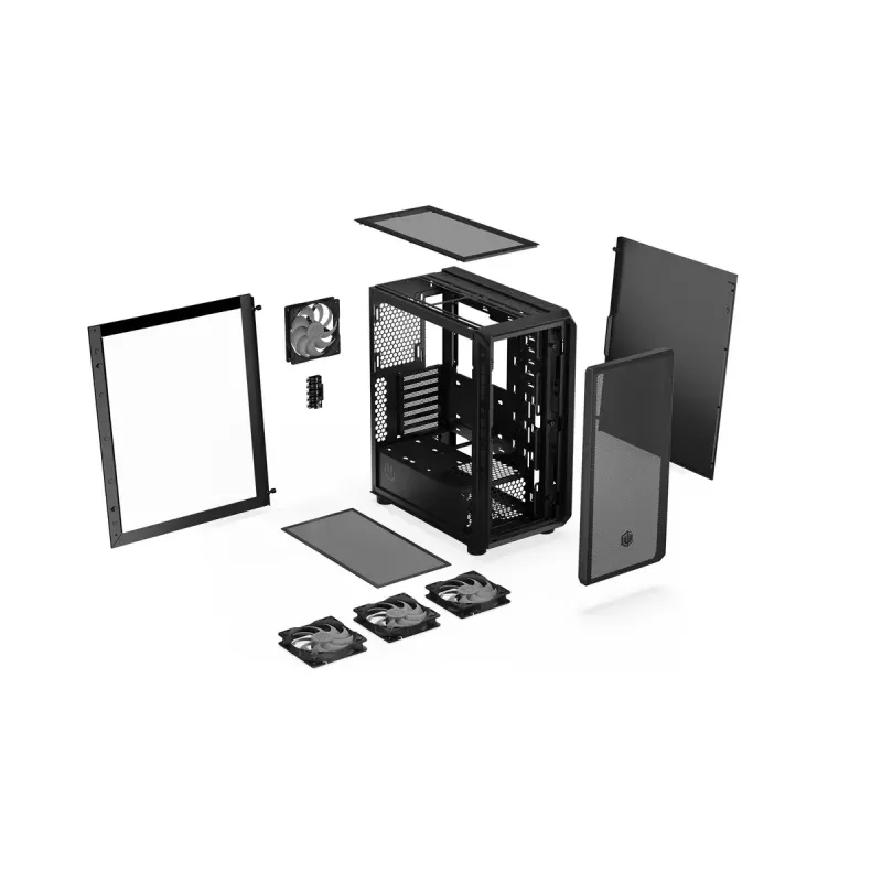 Carcasa de PC ENDORFY Arx 500 ARGB ATX negra — cristal templado, ARGB, ATX, GPU máx. 350 mm, altura de disipador de CPU 179 mm, 7 ranuras de expansión