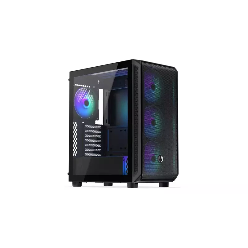 Carcasa de PC ENDORFY Arx 500 ARGB ATX negra — cristal templado, ARGB, ATX, GPU máx. 350 mm, altura de disipador de CPU 179 mm, 7 ranuras de expansión