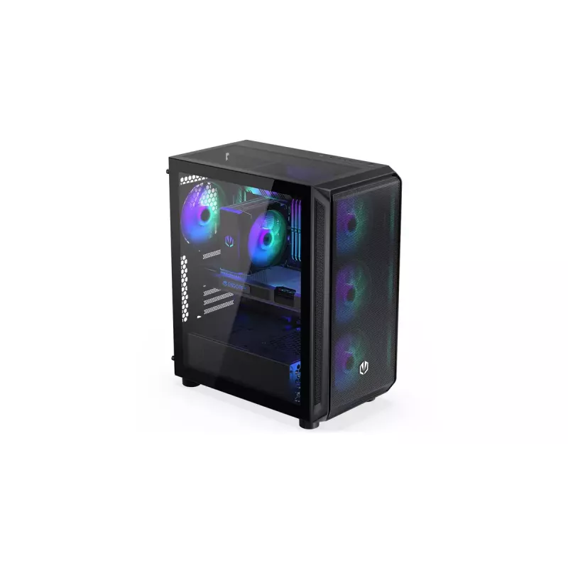 Carcasa de PC ENDORFY Arx 500 ARGB ATX negra — cristal templado, ARGB, ATX, GPU máx. 350 mm, altura de disipador de CPU 179 mm, 7 ranuras de expansión