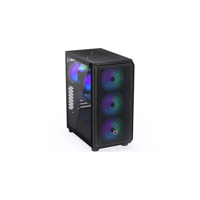 Carcasa de PC ENDORFY Arx 500 ARGB ATX negra — cristal templado, ARGB, ATX, GPU máx. 350 mm, altura de disipador de CPU 179 mm, 7 ranuras de expansión