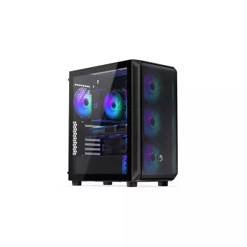 Carcasa de PC ENDORFY Arx 500 ARGB ATX negra — cristal templado, ARGB, ATX, GPU máx. 350 mm, altura de disipador de CPU 179 mm, 7 ranuras de expansión