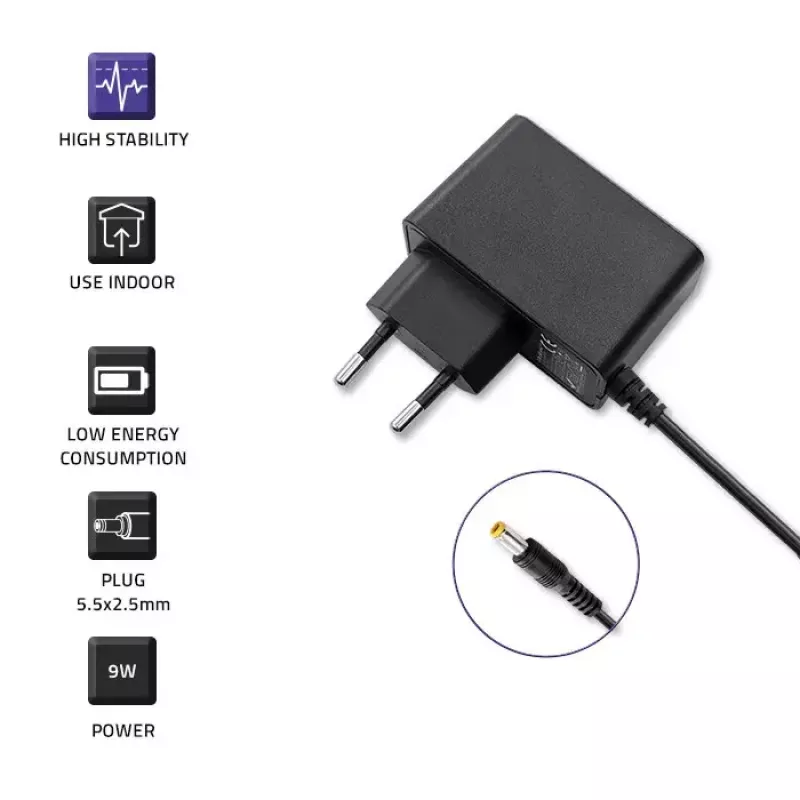 Fuente de alimentación Qoltec 52403 Indoor 9W Negro 220-240V