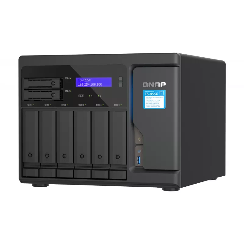 QNAP TS-855X SAN torre Intel Atom® C5125 8 GB DDR4 0 TB QNAP QTS negro