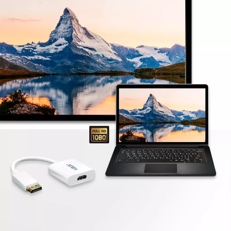 Convertidor DisplayPort a HDMI ATEN, PC: hasta UXGA / HDTV: hasta 1080i, 1080p