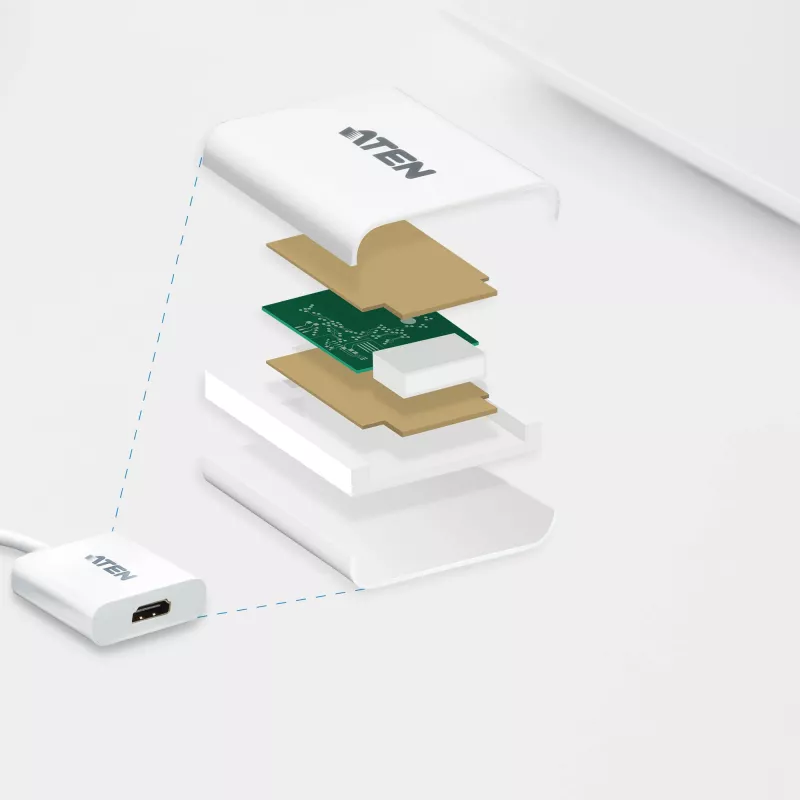 Convertidor DisplayPort a HDMI ATEN, PC: hasta UXGA / HDTV: hasta 1080i, 1080p