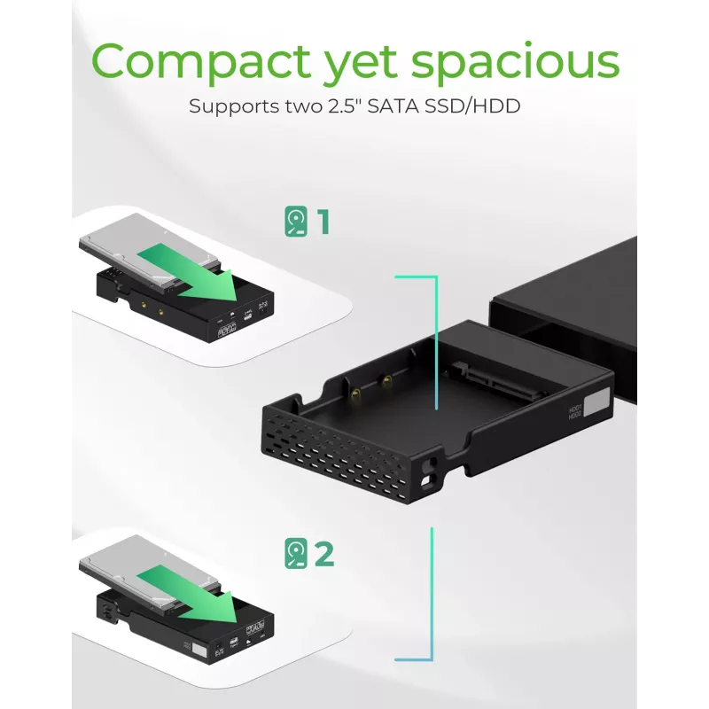 ICY BOX Carcasa RAID para 2x HDD/SSD USB 3.2 Gen 2 Type-C® / Type-A interfaz