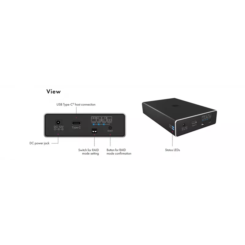 ICY BOX Carcasa RAID para 2x HDD/SSD USB 3.2 Gen 2 Type-C® / Type-A interfaz