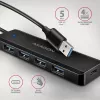 Axagon HUE-C1A Hub TRAVEL 4x USB 5Gbps, entrada de alimentación USB-C, cable USB-A de 19 cm