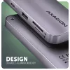 Axagon HMC-6GM2 Hub USB 10Gbps USB-A USB-C HDMI M.2 SD/mSD PD 100W Cable USB-C con cable USB 3.2 Gen 2 (3.1 Gen 2) Type-C gris