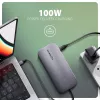 Axagon HMC-6GM2 Hub USB 10Gbps USB-A USB-C HDMI M.2 SD/mSD PD 100W Cable USB-C con cable USB 3.2 Gen 2 (3.1 Gen 2) Type-C gris