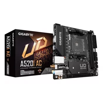 GIGABYTE A520I AC Placa base - Compatible con CPUs AMD Ryzen 5000 Series AM4, VRM digital de 6 fases, hasta 5300MHz DDR4 (OC), 1xPCIe 3.0 M.2, WLAN, GbE LAN, USB 3.2 Gen1