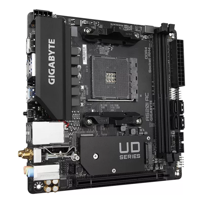 GIGABYTE A520I AC Placa base - Compatible con CPUs AMD Ryzen 5000 Series AM4, VRM digital de 6 fases, hasta 5300MHz DDR4 (OC), 1xPCIe 3.0 M.2, WLAN, GbE LAN, USB 3.2 Gen1