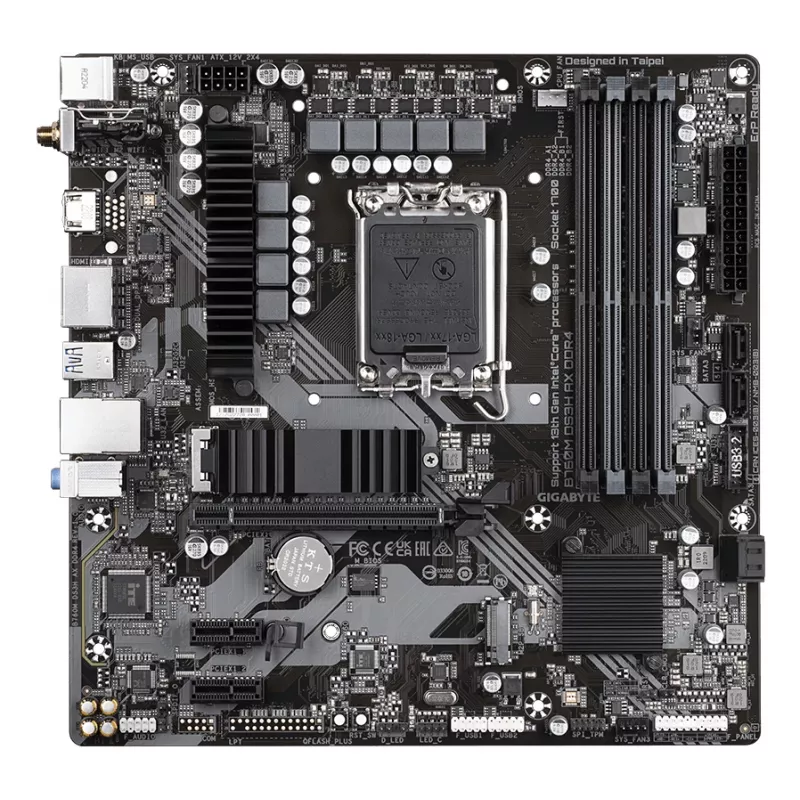 GIGABYTE B760M DS3H AX DDR4 Placa base - Compatible con CPUs Intel Core 14.ª Gen, VRM digital de 6+2+1 fases, hasta 5333 MHz DDR4 (OC), 2xPCIe 4.0 M.2, Wi-Fi 6E, 2,5 GbE LAN, USB 3.2 Gen2