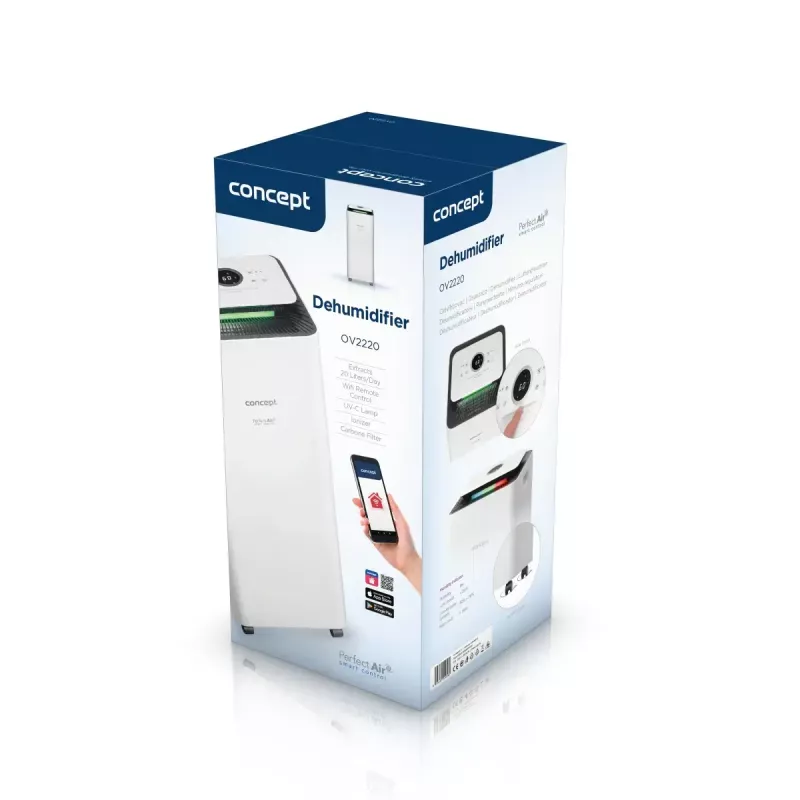 Deshumidificador Concept Solution OV2220 — depósito de 3,5 l, 2 velocidades, 320 W, 45 dB, blanco