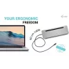 Docking station ergonómica de metal i-tec USB-C 3x 4K con Power Delivery 100 W + cargador universal 100 W
