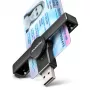 Lector de tarjetas smart/ID Axagon CRE-SMPA USB-A PocketReader, USB 2.0, negro, 13 g