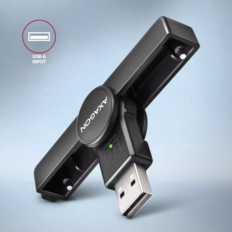 Lector de tarjetas smart/ID Axagon CRE-SMPA USB-A PocketReader, USB 2.0, negro, 13 g