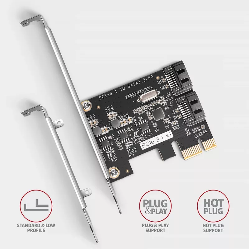 Adaptador SATA interno Axagon PCES-SJ2 PCIe 2 Gbit/s negro
