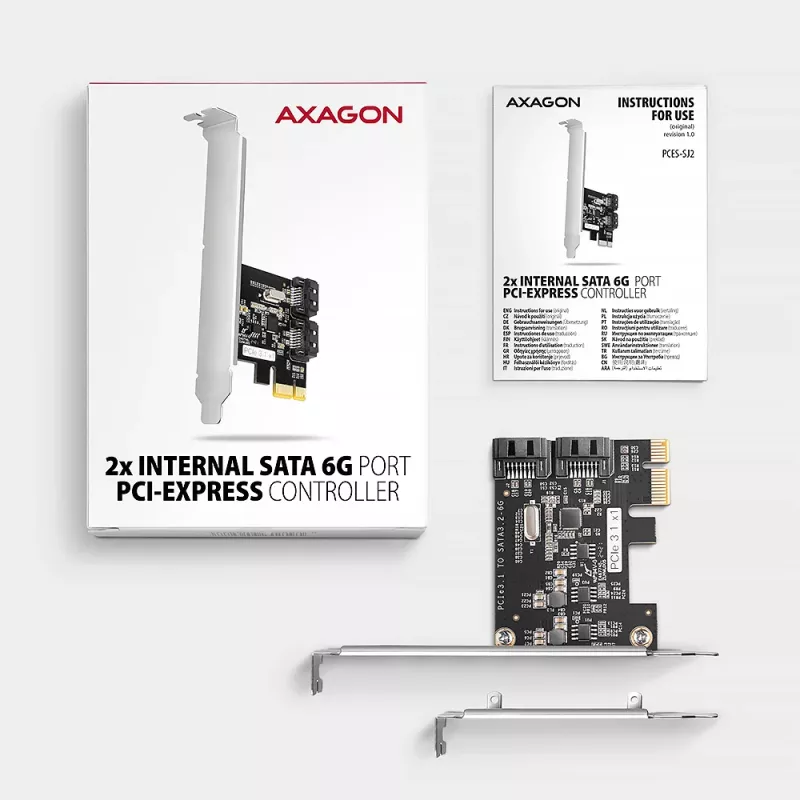 Adaptador SATA interno Axagon PCES-SJ2 PCIe 2 Gbit/s negro
