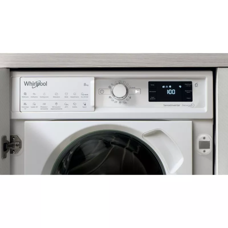 Whirlpool BI WMWG 81485 PL lavadora integrable, de carga frontal, 8 kg, 14 programas, clase energética B, blanca