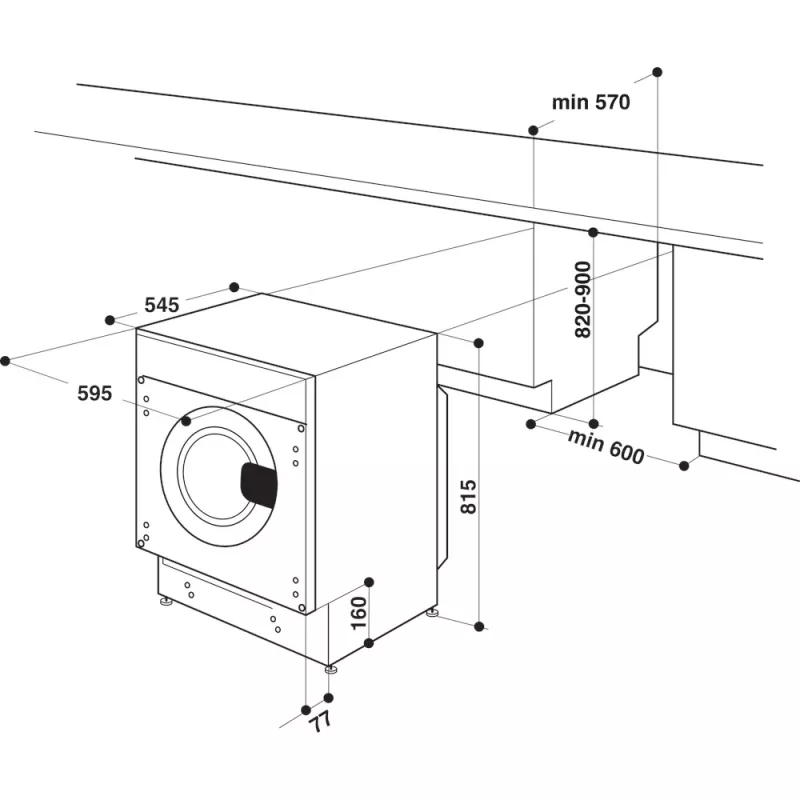Whirlpool BI WMWG 81485 PL lavadora integrable, de carga frontal, 8 kg, 14 programas, clase energética B, blanca