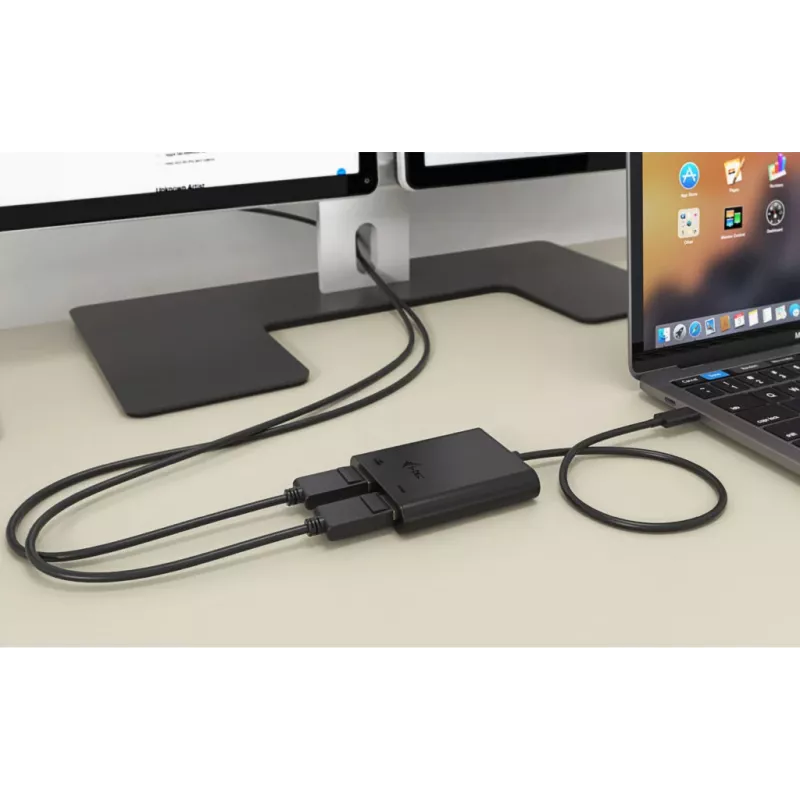 Adaptador de vídeo i-tec USB-C Dual 4K/60Hz (Single 8K/30Hz) HDMI