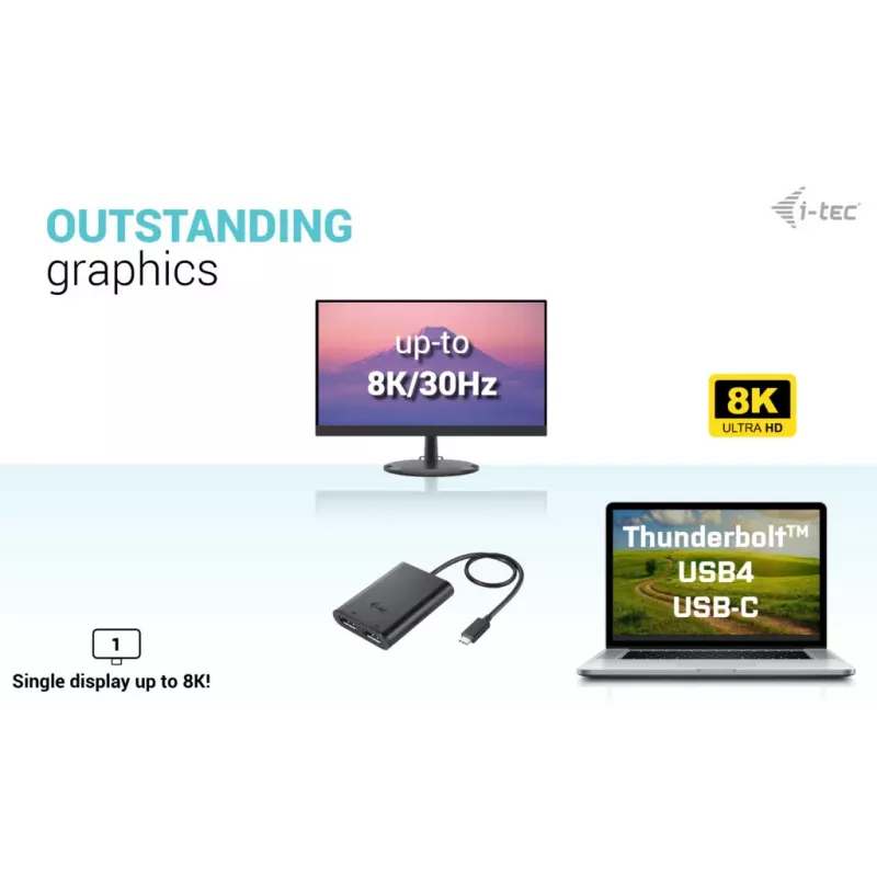 Adaptador de vídeo i-tec USB-C Dual 4K DisplayPort