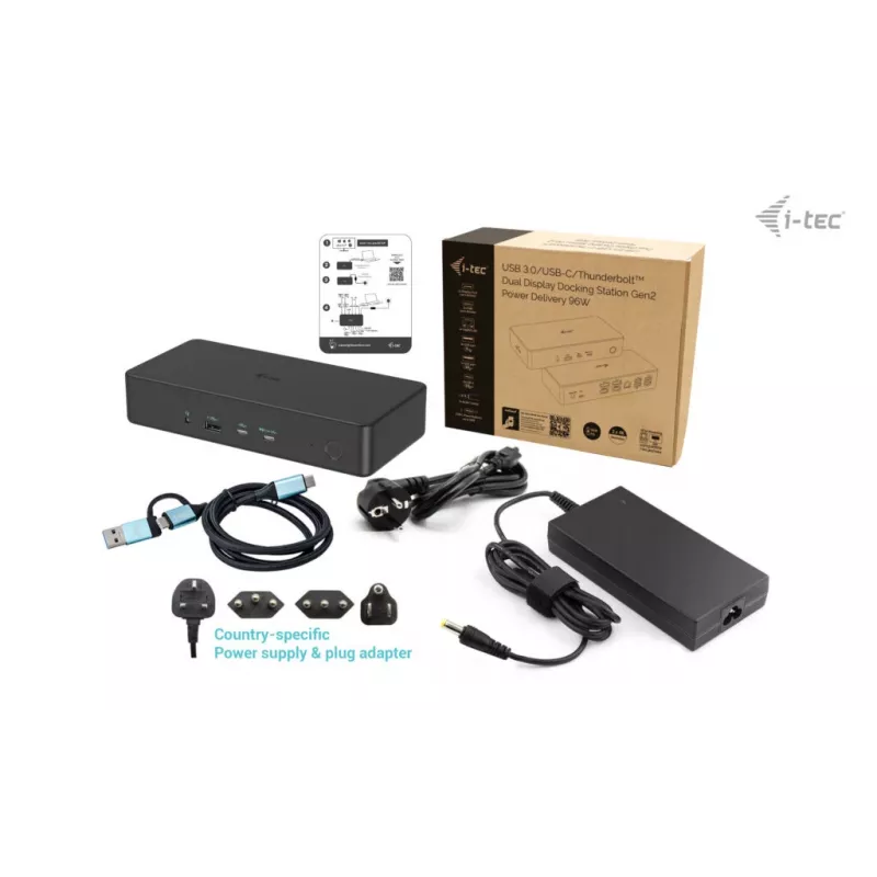Estación de acoplamiento i-tec USB 3.0 / USB-C / Thunderbolt 3 Professional Dual 4K Display Generation 2 + Power Delivery 100W