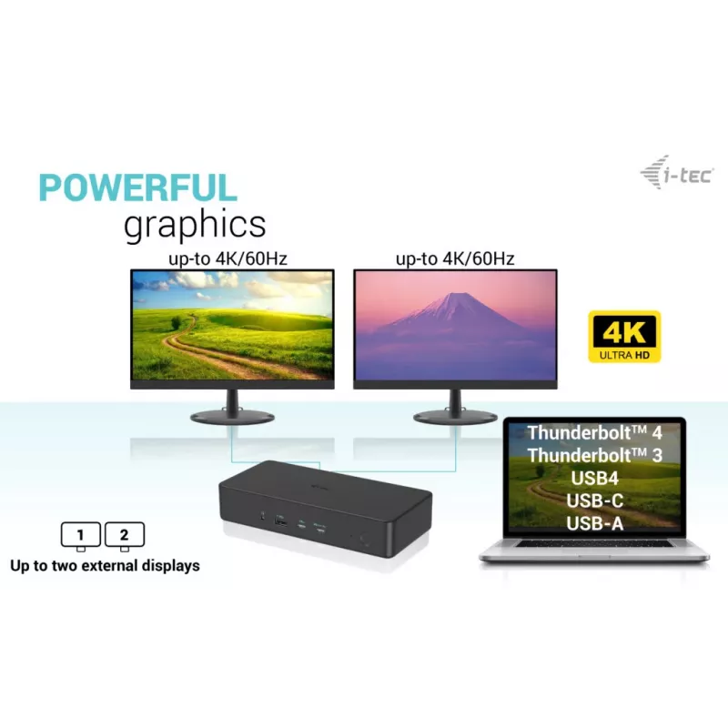 Estación de acoplamiento i-tec USB 3.0 / USB-C / Thunderbolt 3 Professional Dual 4K Display Generation 2 + Power Delivery 100W