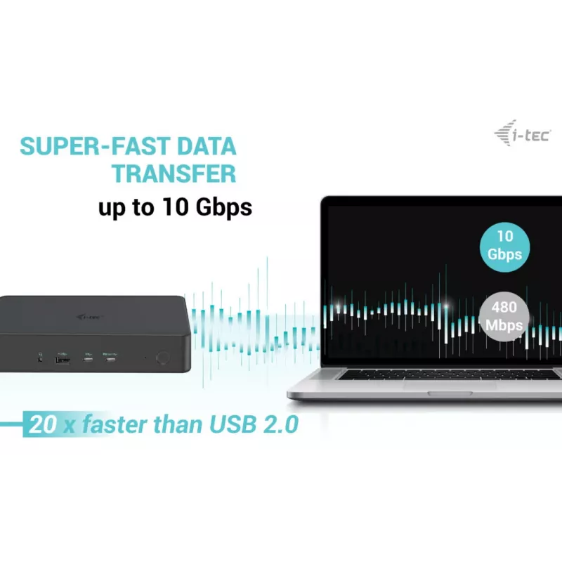 Estación de acoplamiento i-tec USB 3.0 / USB-C / Thunderbolt 3 Professional Dual 4K Display Generation 2 + Power Delivery 100W