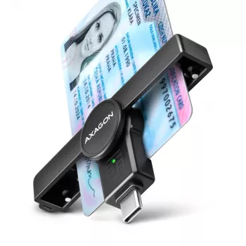 Axagon CRE-SMPC Lector de tarjetas inteligentes y DNI USB-C PocketReader lector de tarjetas inteligentes interior USB Type-C Negro