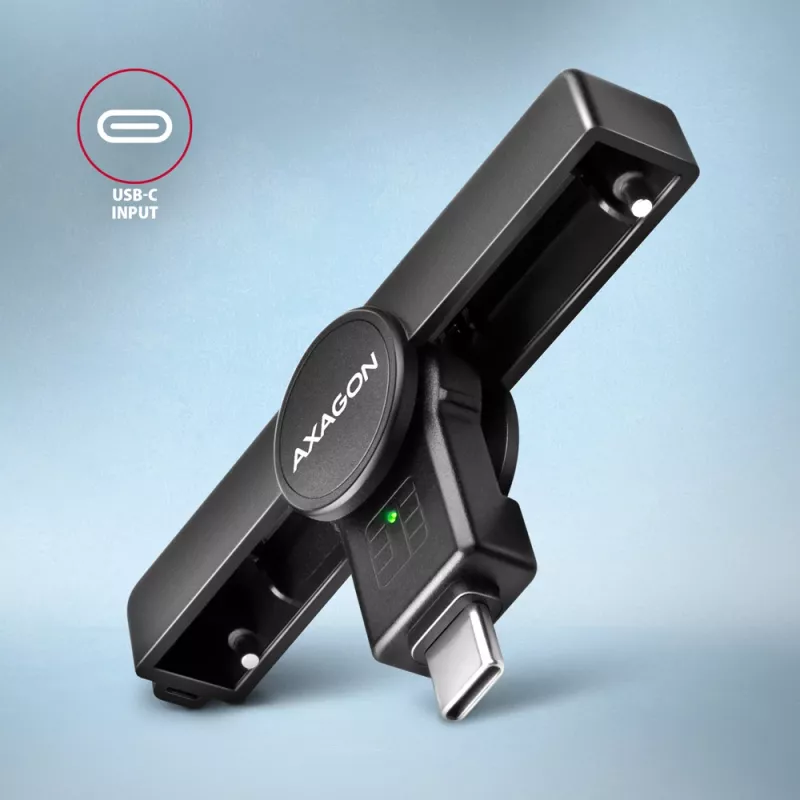 Axagon CRE-SMPC Lector de tarjetas inteligentes y DNI USB-C PocketReader lector de tarjetas inteligentes interior USB Type-C Negro