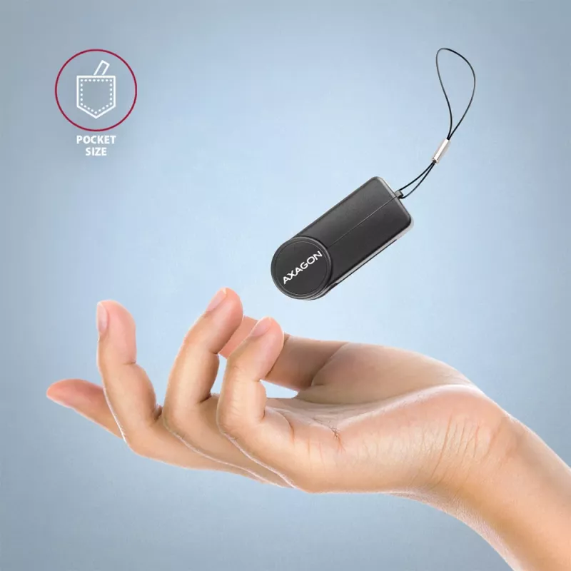 Axagon CRE-SMPC Lector de tarjetas inteligentes y DNI USB-C PocketReader lector de tarjetas inteligentes interior USB Type-C Negro