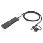 DIGITUS DA-70236 hub USB 3.0 Slim Line, 4 puertos, adaptador USB-C, cable de 1,2 m