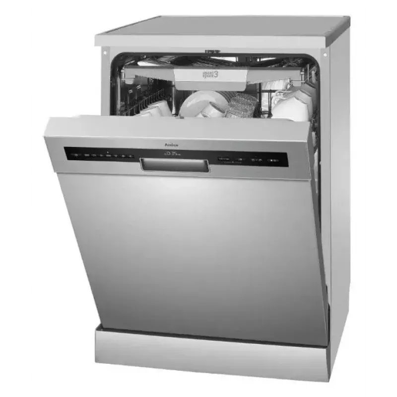 Lavavajillas independiente AMICA DFM64C7EOQIH, 14 cubiertos, Inox, 47 dB, clase energética C