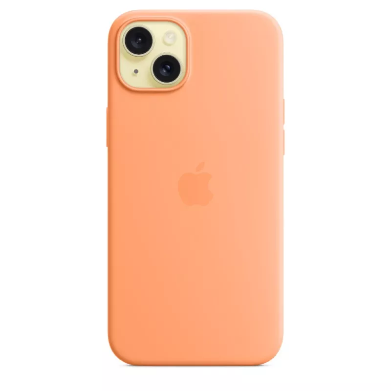 APPLE Funda de silicona Apple con MagSafe para iPhone 15 Plus Sorbet Orange