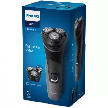 Philips Shaver 1000 Series S1142/00 Afeitadora eléctrica, afeitadora rotativa, negro, gris, sistema de cuchillas PowerCut, SH30, 2 año(s), batería