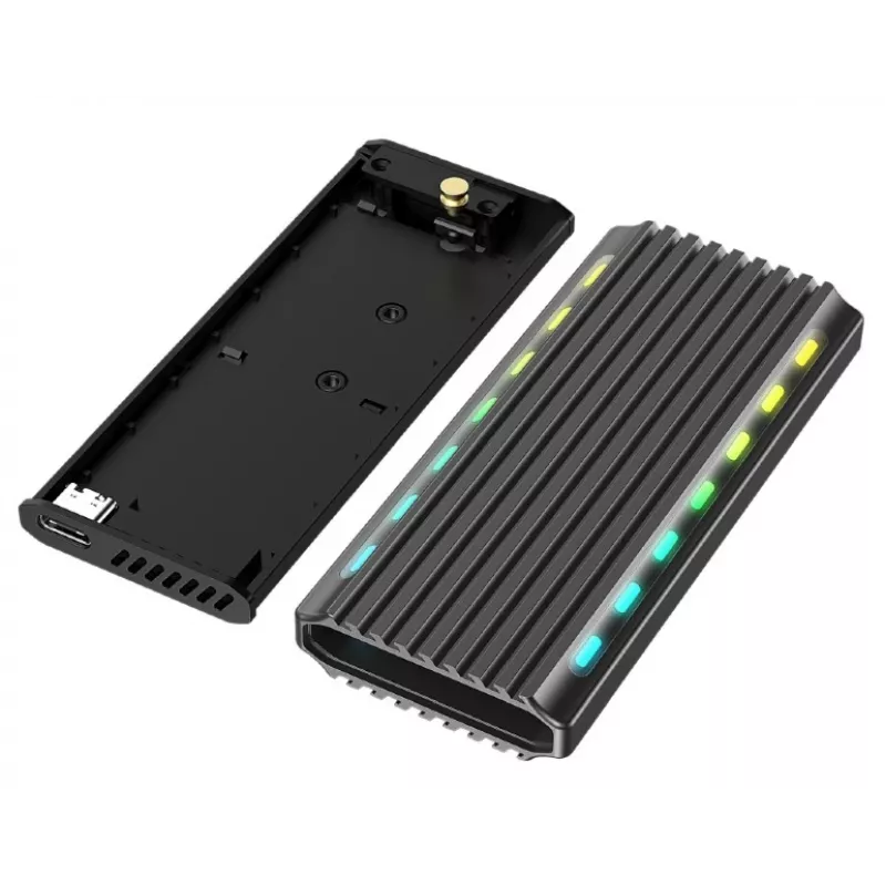 GEMBIRD EE2280-U3C-03 carcasa externa para SSD M.2 NVMe/SATA, USB 3.1 Gen 2 (10 Gbit/s), USB Type-C, RGB, aluminio