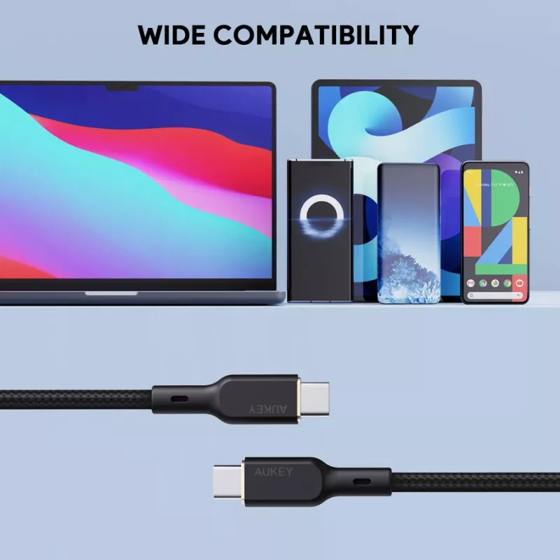 Cable USB AUKEY CB-KCC102 1,8 m USB-C Negro 0,48 Gbit/s