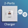 Cargador QOLTEC 50763 — cargador rápido AC de interior 35W, USB-C PD 3.0 + USB-A, 5–20V, Blanco