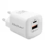 Cargador QOLTEC 50763 — cargador rápido AC de interior 35W, USB-C PD 3.0 + USB-A, 5–20V, Blanco
