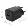 Cargador rápido AC de interior QOLTEC 50764 USB-C 35W PD 3.0 + USB-A, 5–20V, conector Type-C europlug