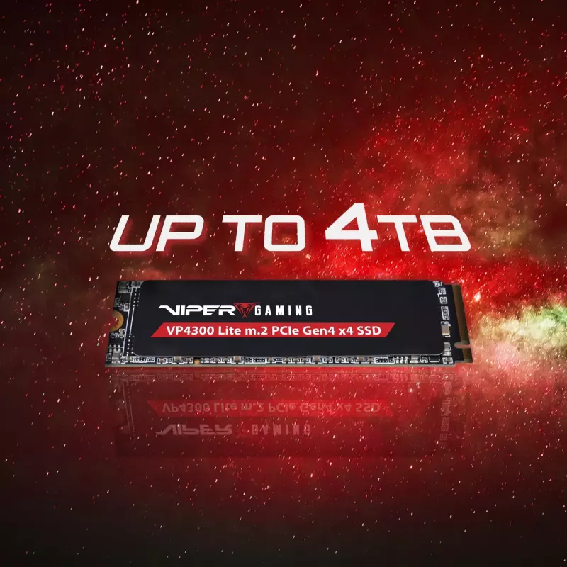 SSD M.2 2280 NVMe PATRIOT VP4300 Lite 4 TB, PCIe 4.0 x4, lectura 7400 MB/s, escritura 6000 MB/s, NVMe 2.0