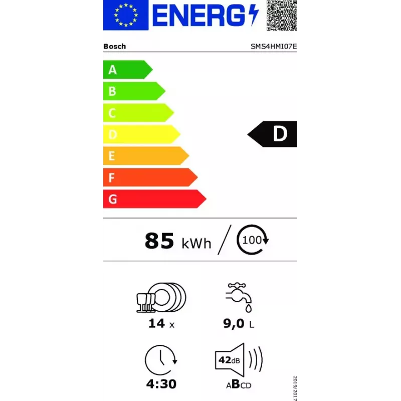 Lavavajillas de libre instalación Bosch Serie 4 SMS4HMI07E 14 cubiertos