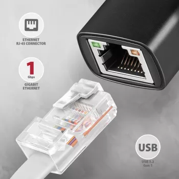 Adaptador Axagon ADE-AR USB-A 3.2 Gen 1 - Gigabit Ethernet, Realtek 8153