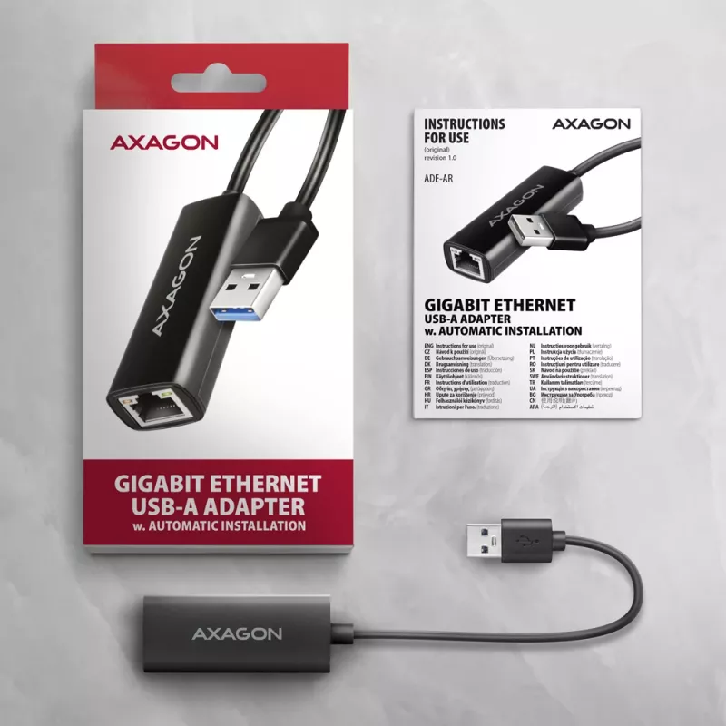 Adaptador Axagon ADE-AR USB-A 3.2 Gen 1 - Gigabit Ethernet, Realtek 8153