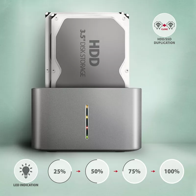 Dock doble Axagon ADSA-DC SuperSpeed USB para HDD/SSD de 2,5