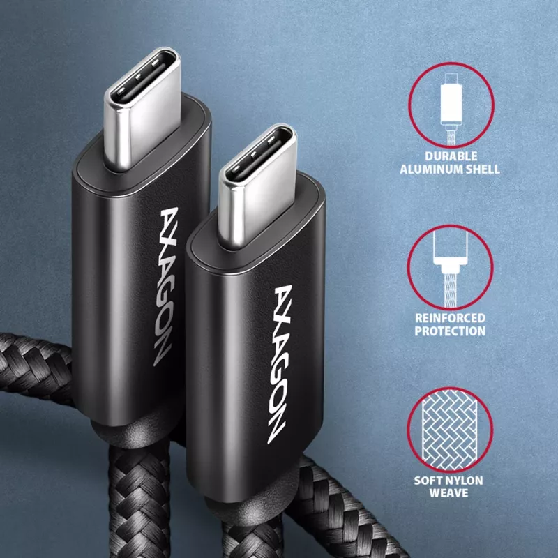 Cable USB Axagon BUCM4X-CM10AB USB4 Gen 3x2 1m Negro