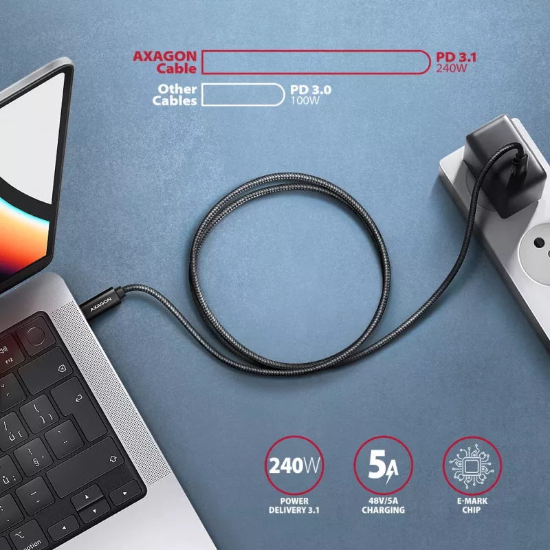 Cable USB Axagon BUCM4X-CM10AB USB4 Gen 3x2 1m Negro